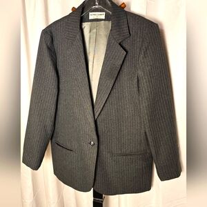 Gray and White‎ Alfred Dunner Pin Striped Women's Blazer